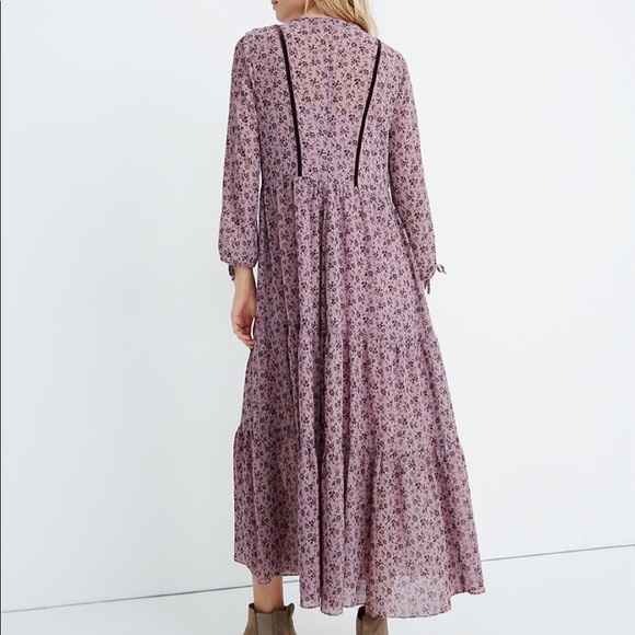 Madewell Long-sleeve Tiered Dress in Branch Floral XXS - Picture 5 of 6